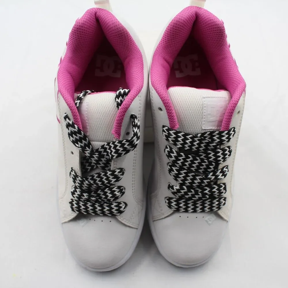DC Court Graffik Size 6.5Y Youth Padded Low Top Skate Shoes Sneakers White Pink